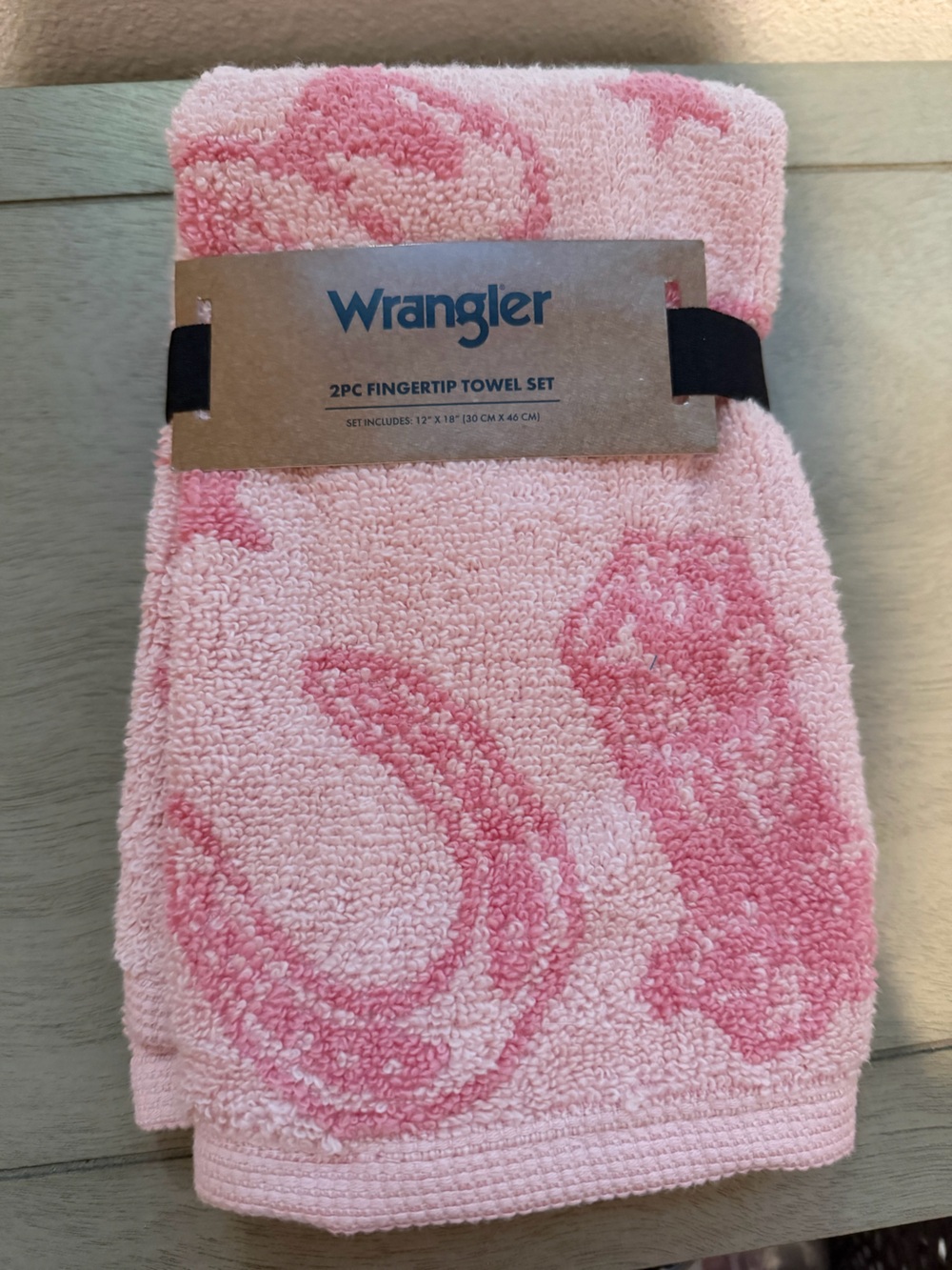 Wrangler Pink Patterned Fingertip Towels - 2pc Set